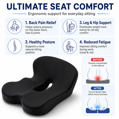 Kushio Comfort Seat Cushion — Sciatica & Tailbone Pain Relief