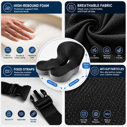 Kushio Comfort Seat Cushion — Sciatica & Tailbone Pain Relief