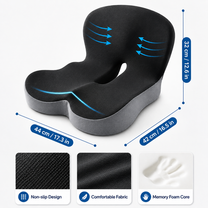 Kushio Comfort Seat Cushion — Sciatica & Tailbone Pain Relief
